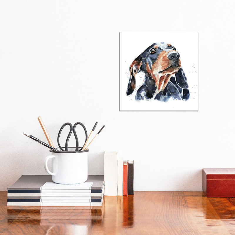 Black And Tan Dachshund by EdsWatercolours - Wrapped Canvas Print, 30.48 cm H x 30.48 cm W
