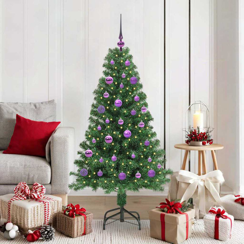 vidaXL Artificial Christmas Tree with 150 LEDs with Stand Green, 4.92 ft