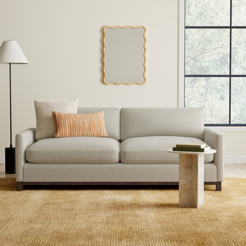 Liz Upholstered Sofa, Effie Linen Performance Linen, Dark Brown, 32.28"H x 101.97"W x 39.37"D