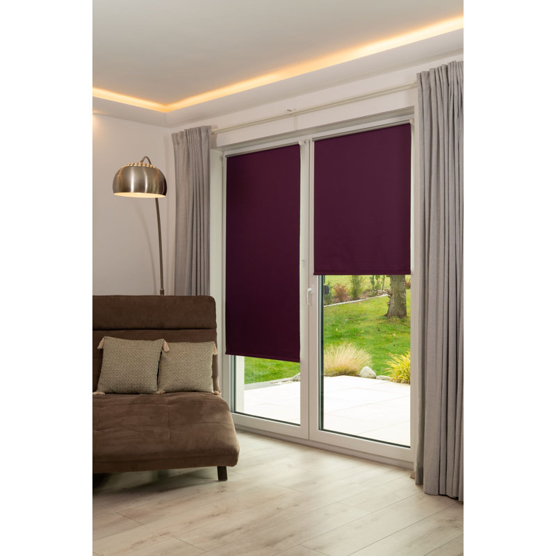 Klemmfix Room Darkening Roll-Up Blinds, 150 cm L x 50 cm W , Blackberry