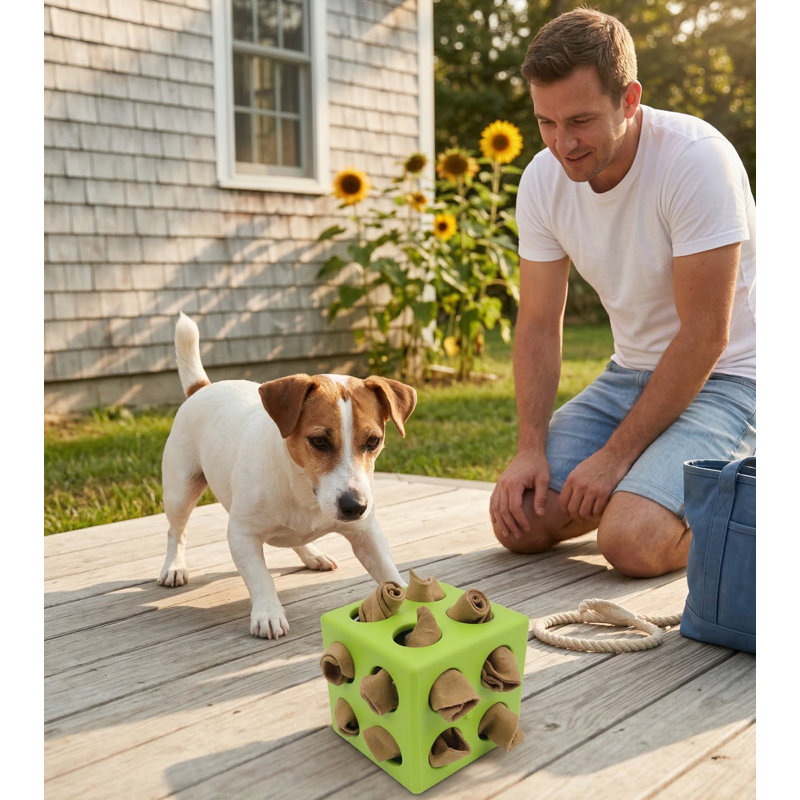 Jeu interactif d'enrichissement pour chien Snuffle Cube