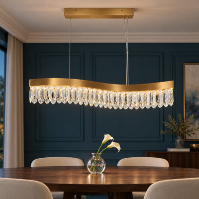 Luminaire suspendu pour îlot de cuisine en cristal à 1 lumière DEL Barela