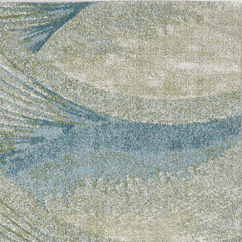 Tapis bleu abstrait 5 pi x 8 pi Dhurrie