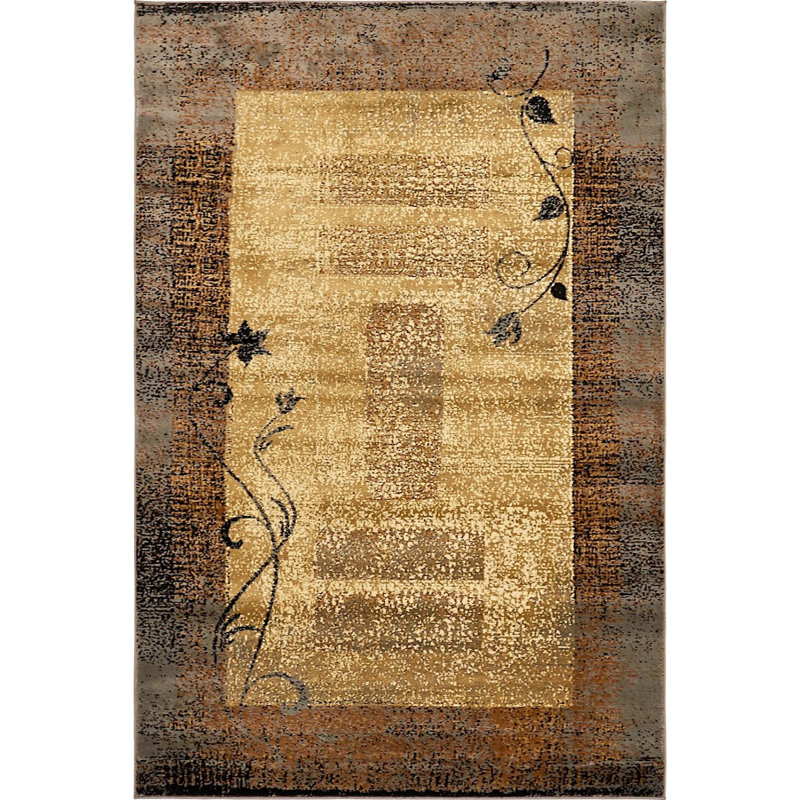 Apex Abstract Beige/Brown Area Rug, Rectangle 2'2" x 3'1"