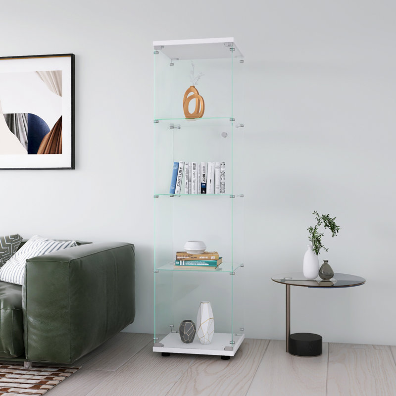 Vitrine en verre 4 tablettes avec porte