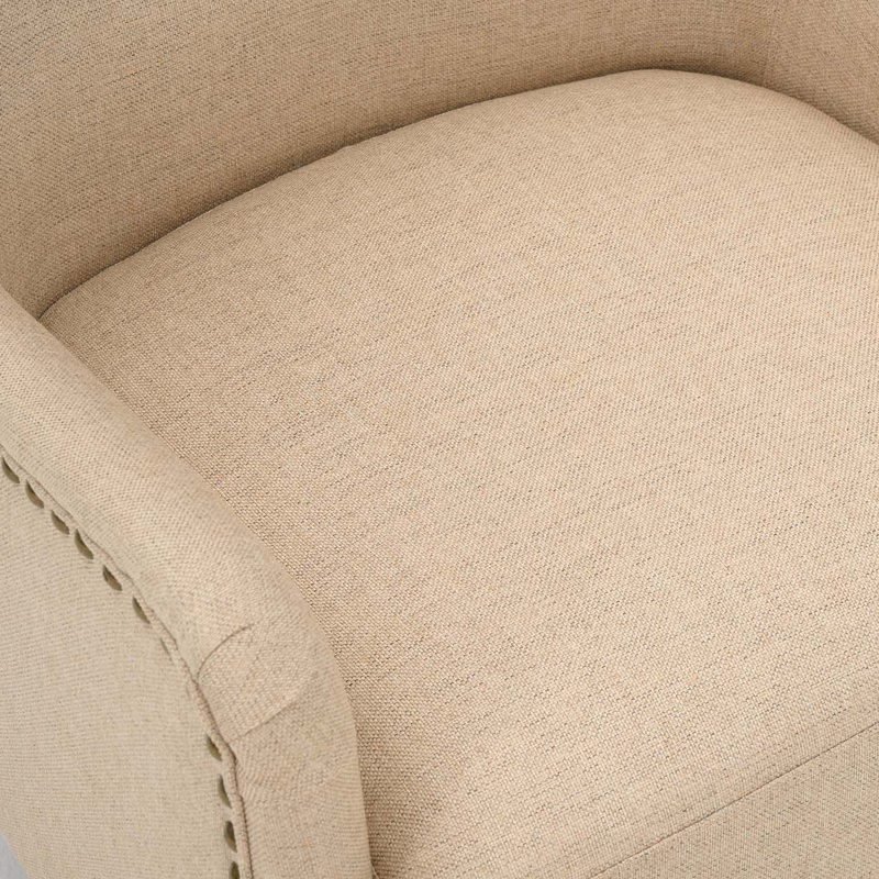 Segovia Wingback Chair, Cream Beige Linen