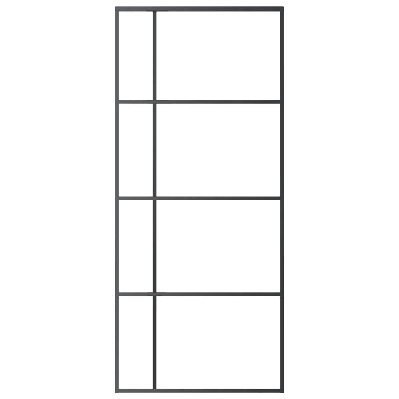 Black Frosted Glass and Aluminum Sliding Door 35.4" x 80.7"