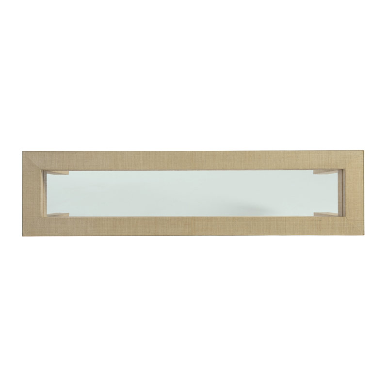 Transitional Brown Wood and Glass Rectangular Console Table