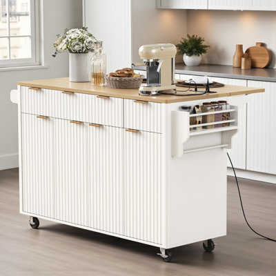 55.5" Wide Kitchen Island With Drop Leaf