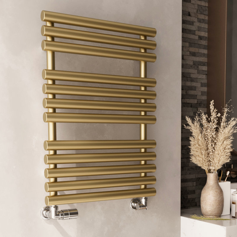 Rolo Towel Heated Towel Rail, Brass, 75.5cm H  x 52cm W x 12.7cm D