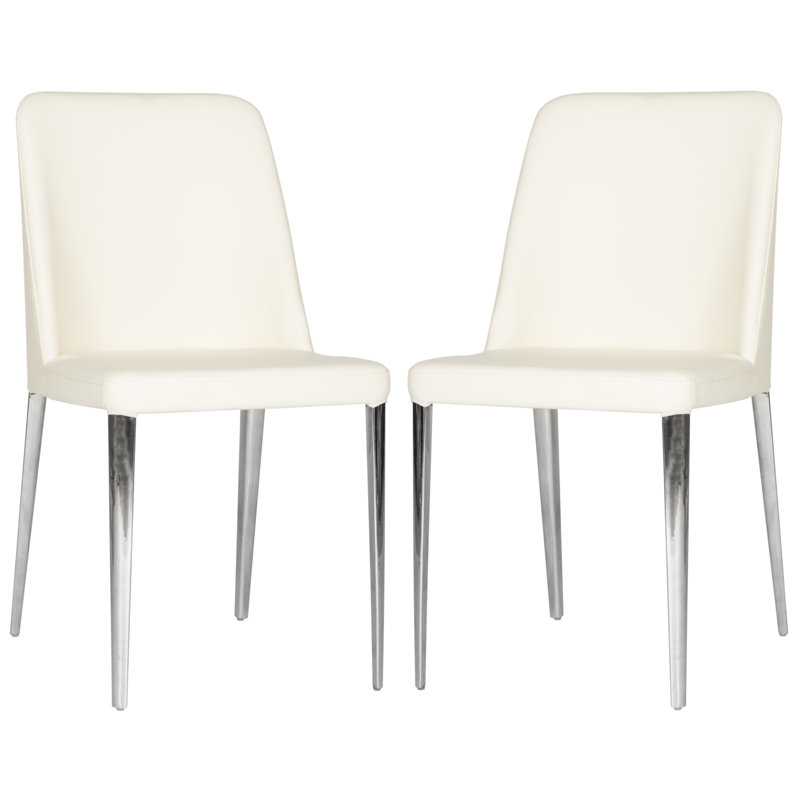 Chaise de salle à manger rembourrée Chromium, Crème au beurre