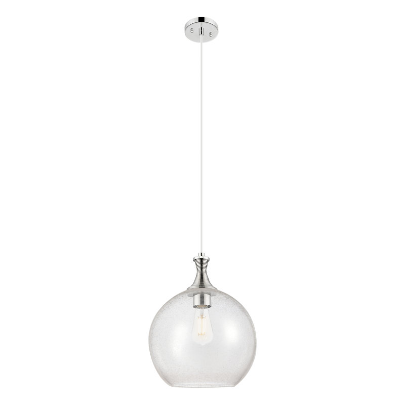 Downtown Urban - Wolford - Mini-luminaire suspendu en métal détaillé à 1 lumière - abat-jour transparent, Grainé, Nickel poli