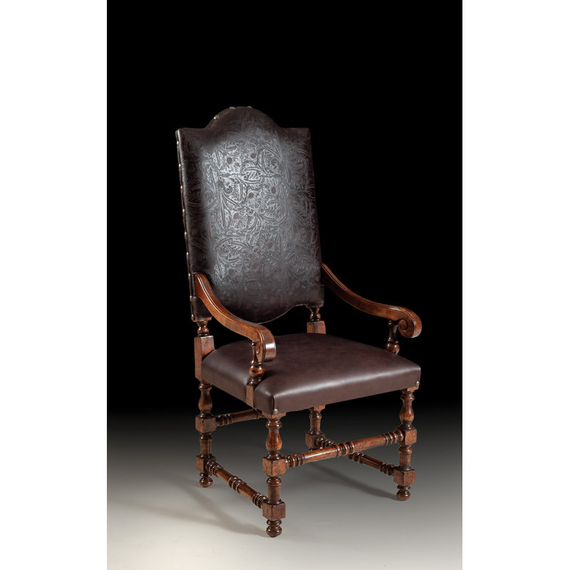Fauteuil rembourré en cuir brun