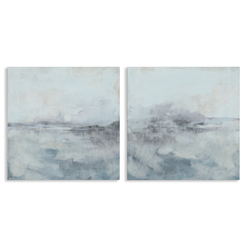 Ensemble de 2 toiles Misty Horizon View, design par June Erica Vess, H 24 po x l 24 po