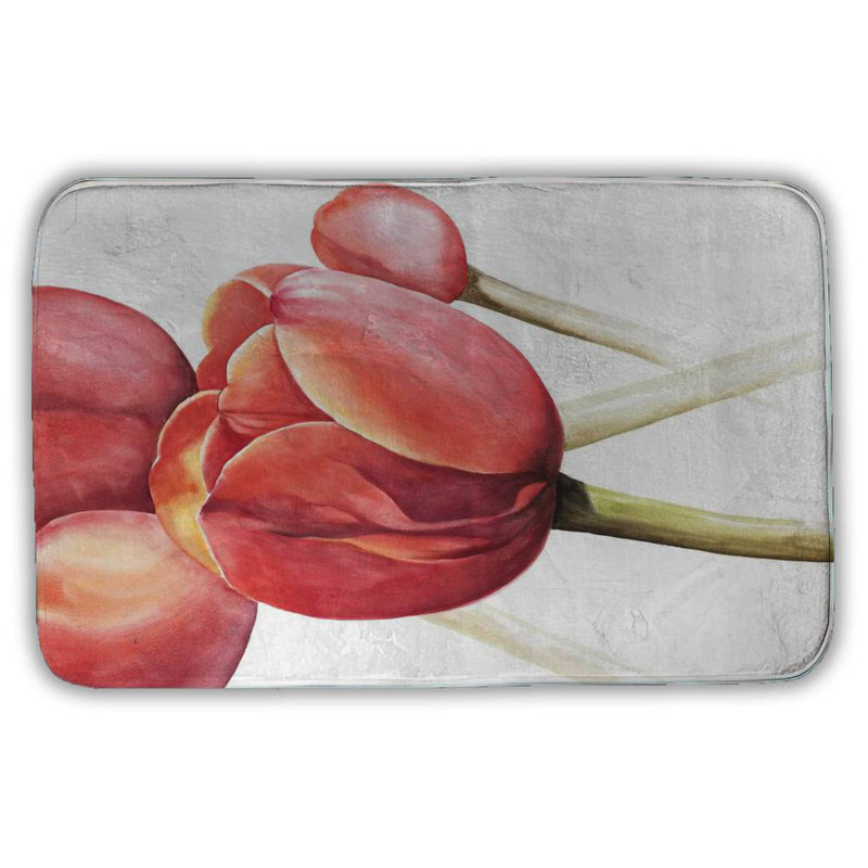 Blossoming tulips closeup Bath Mat with Non-Slip Backing - Quick Dry Memory Foam Bathroom Rug - Absorbent - Modern Plush Spa-Style - Machine Washable