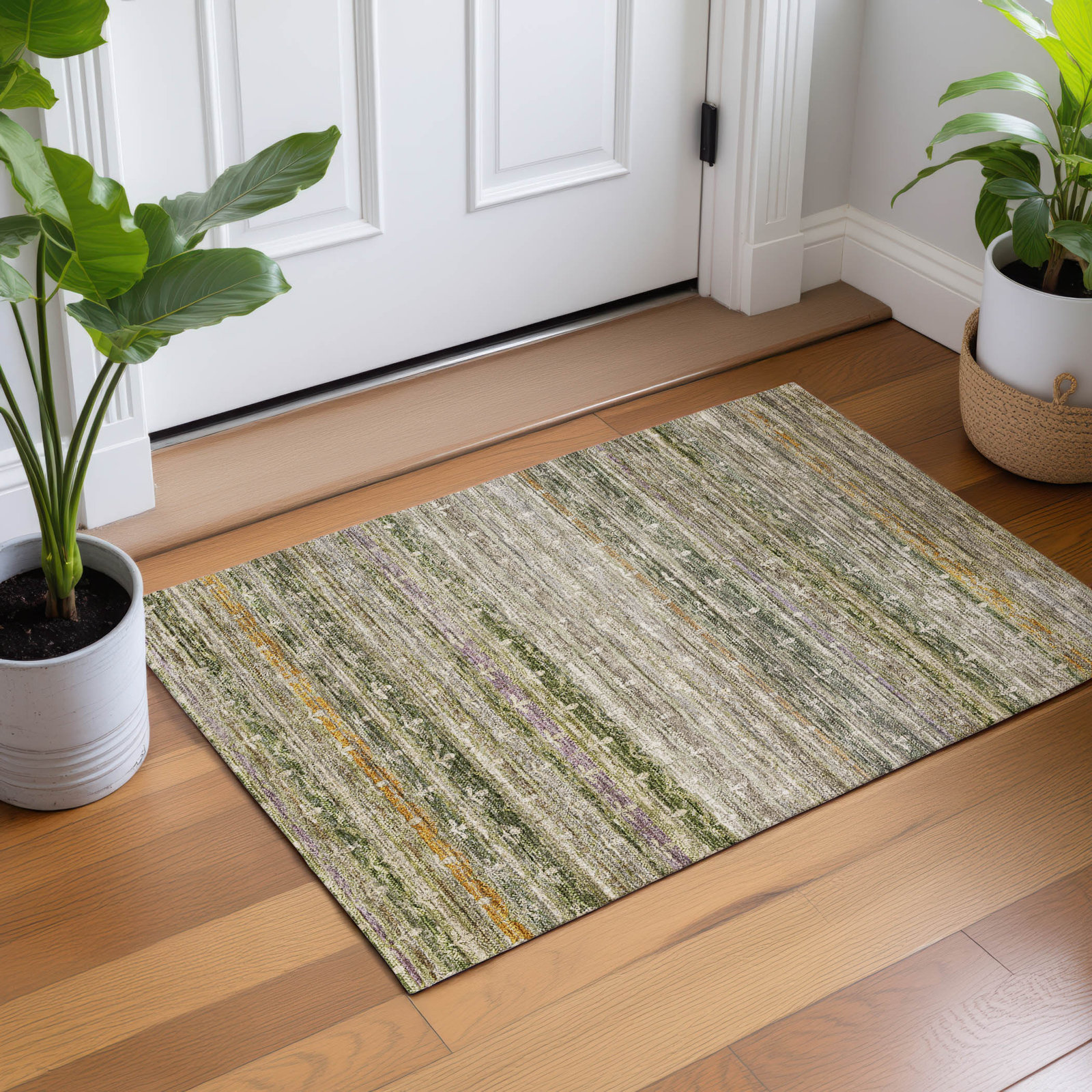 Premium Machine Washable Tirico Casual Rug, Basil, 1'8" x 2'6"