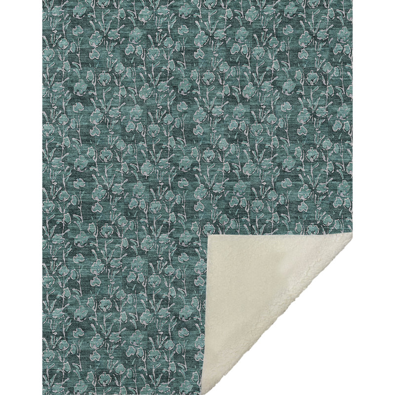 Jeté floral Sherpa ASB692 Addison, Sarcelle