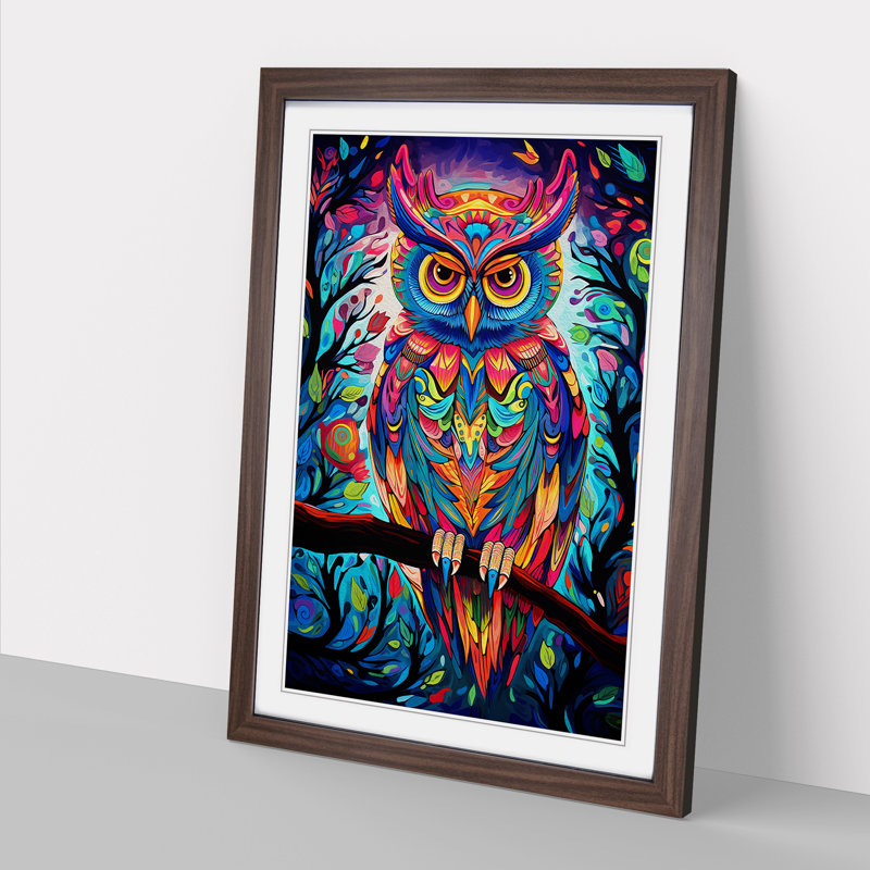 Owl Pop No.3 - Framed Print, Walnut Framed, 34cm H x 25cm W x 2cm D