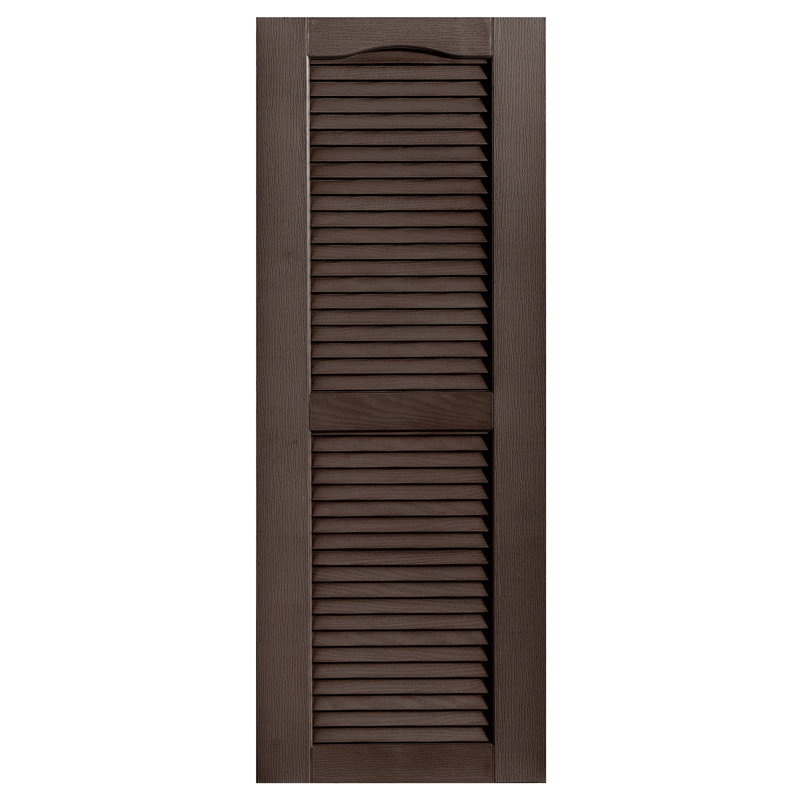 Cathedral Top Custom Open Louver Shutters Pair, 71" H x 18" W x 1" D, Brown