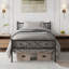 Base de lit plateforme simple en métal avec tête de lit et pied de lit poing, rangement sous le lit, aucun sommier requis, assemblage facile, silencieux, noir-494592595