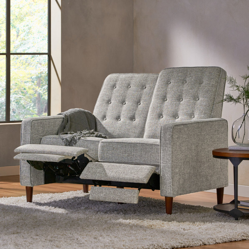 Annchen 48.75'' Wide Manual Club Recliner, Light Gray 100% Polyester