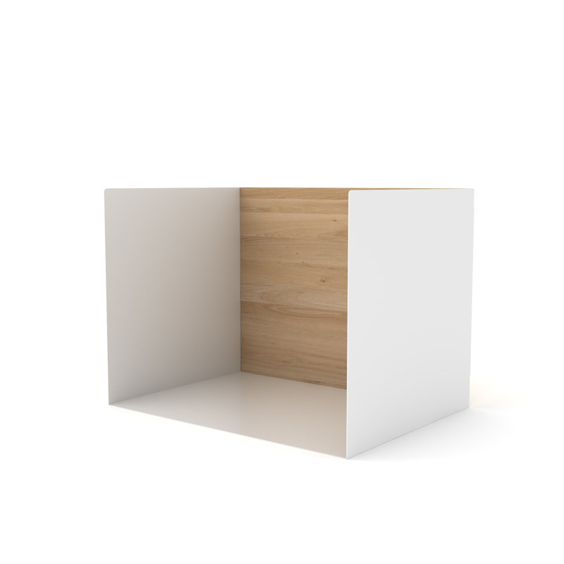 U Oak Solid Wood Accent Shelf, 5.9" H x 27.6" W x 5.9" D, White