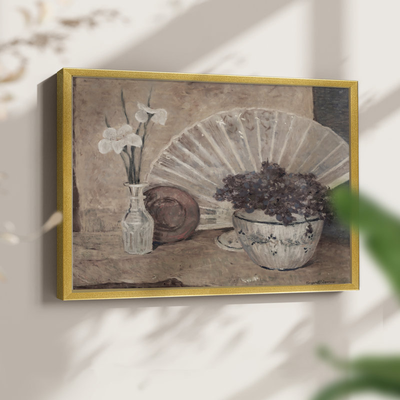 Motif floral rétro - L III - reproduction encadrée, H 16 po x l 20 po