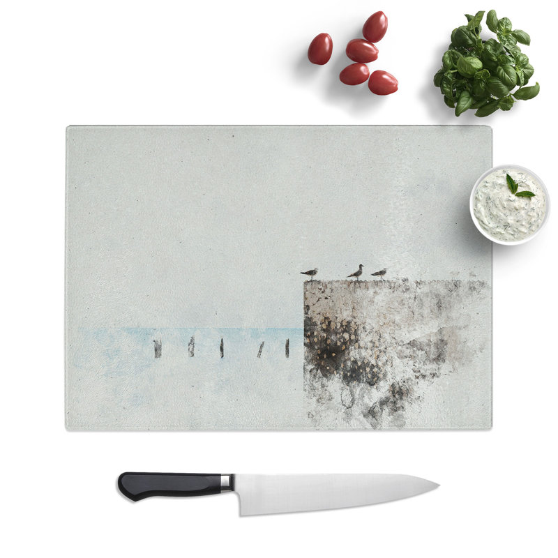 Seagulls by the Sea Watercolour Chopping Board, 28.5cm W x 39cm L
