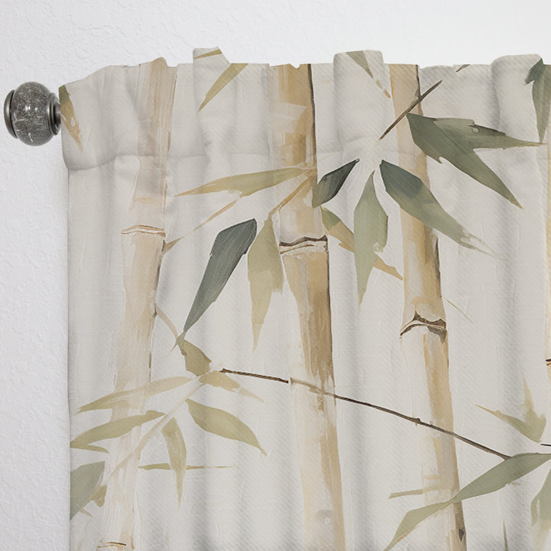 Eadoin Beige Minimalism Bamboo Serenity III - Traditional Velvet Curtain - Room Darkening - 1 Panel, 52" W x 63" L