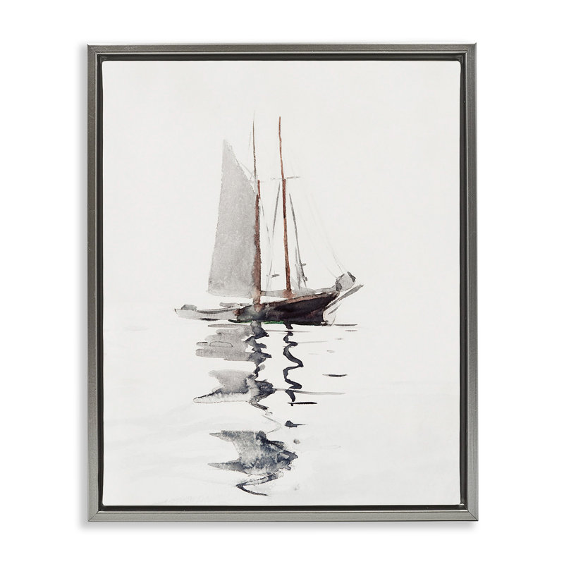 Voilier flottant tranquille, Cadre flottant gris lustré, H 31 po x l 25 po