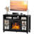 Carved Hanady For 60 Inch Tv Glass Doors with Electric Fireplace Included-1930284643