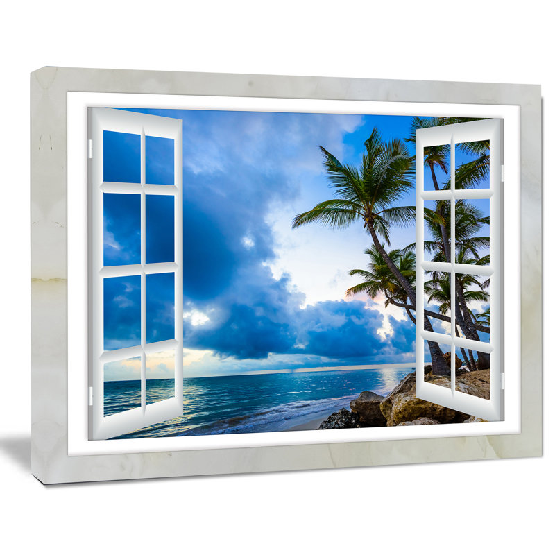 « window open to cloud blue sky », impression sur toile tendue, H 20 po x l 20 po x P 1 po