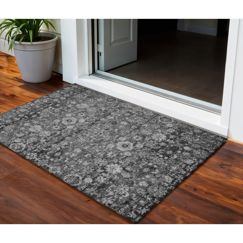 Tapis oriental gris anthracite lavable d'intérieur 3 pi x 5 pi