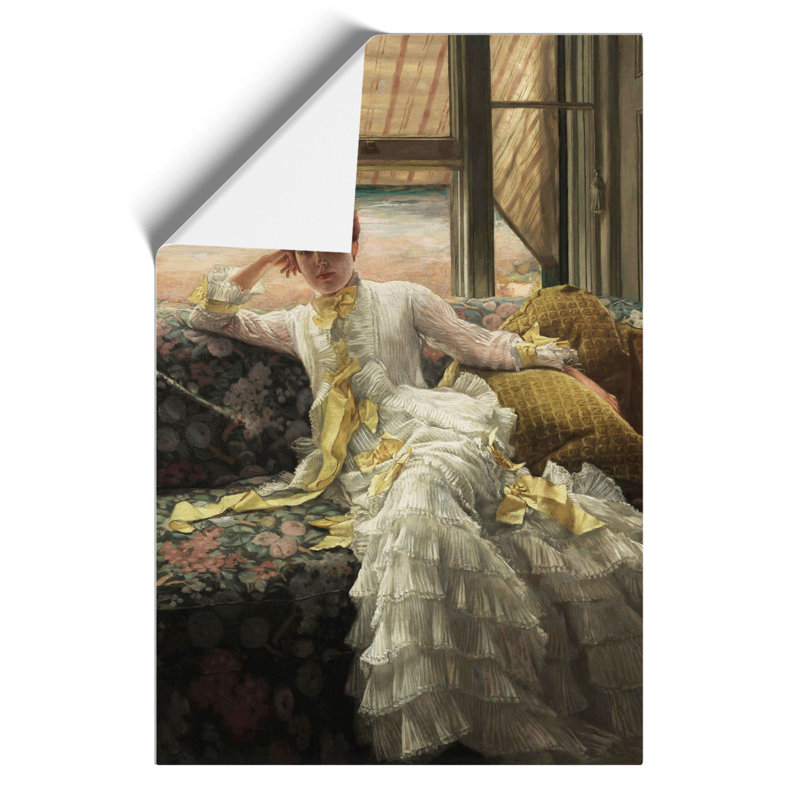 Lady At The Seaside by James Tissot - No Frame Painting, 59cm H x 42cm W x 0.1cm D
