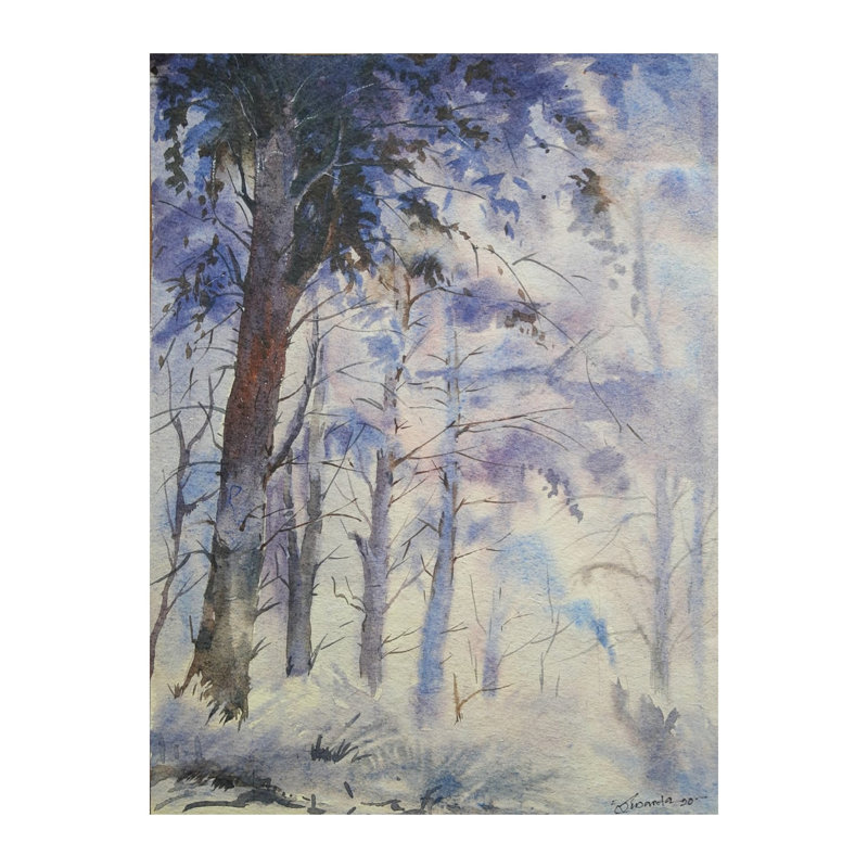 Forêt d'hiver | Aquarelle sur papier | Par Susanta Mondal