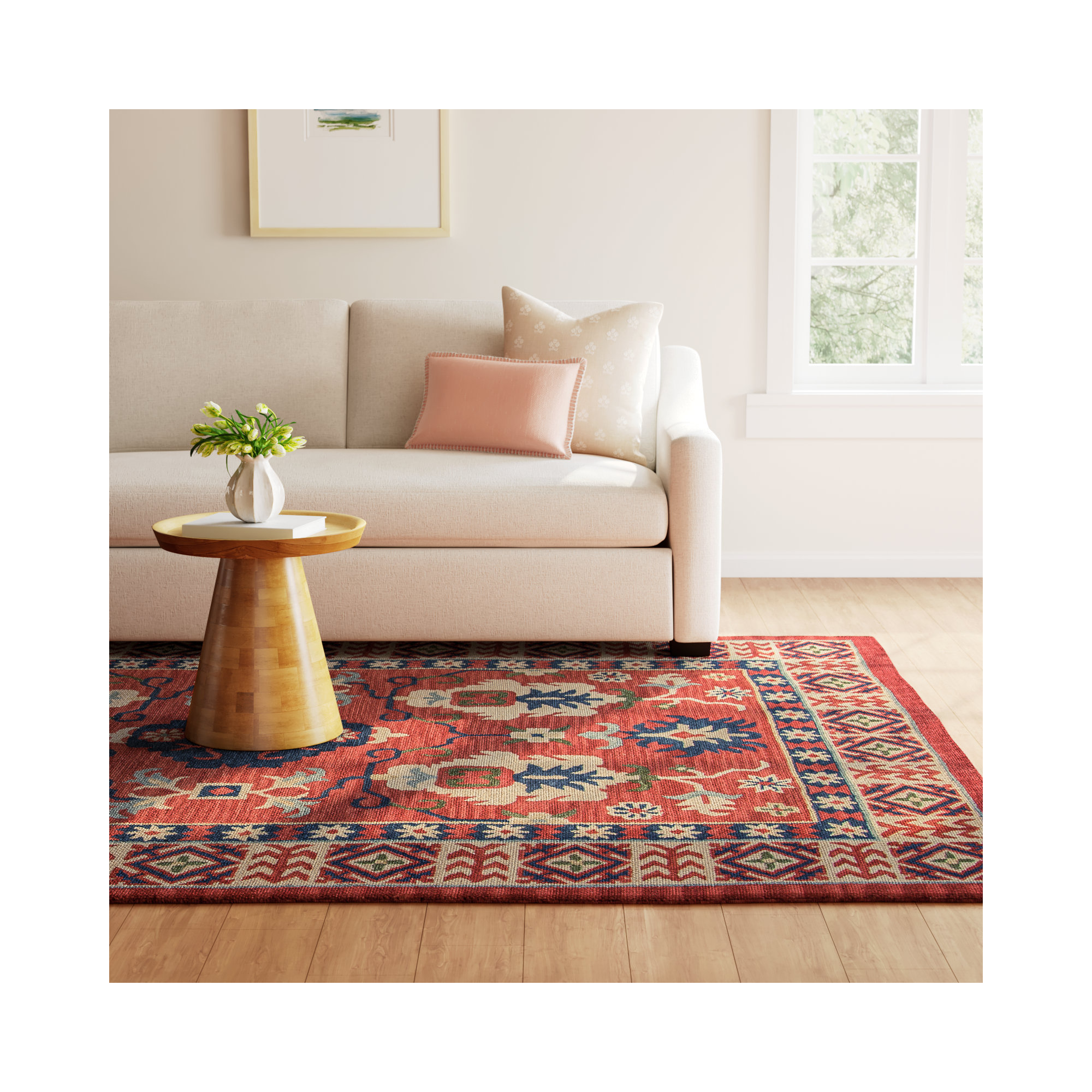 Adrien Handmade Wool Rug, Rectangle 5' x 8'