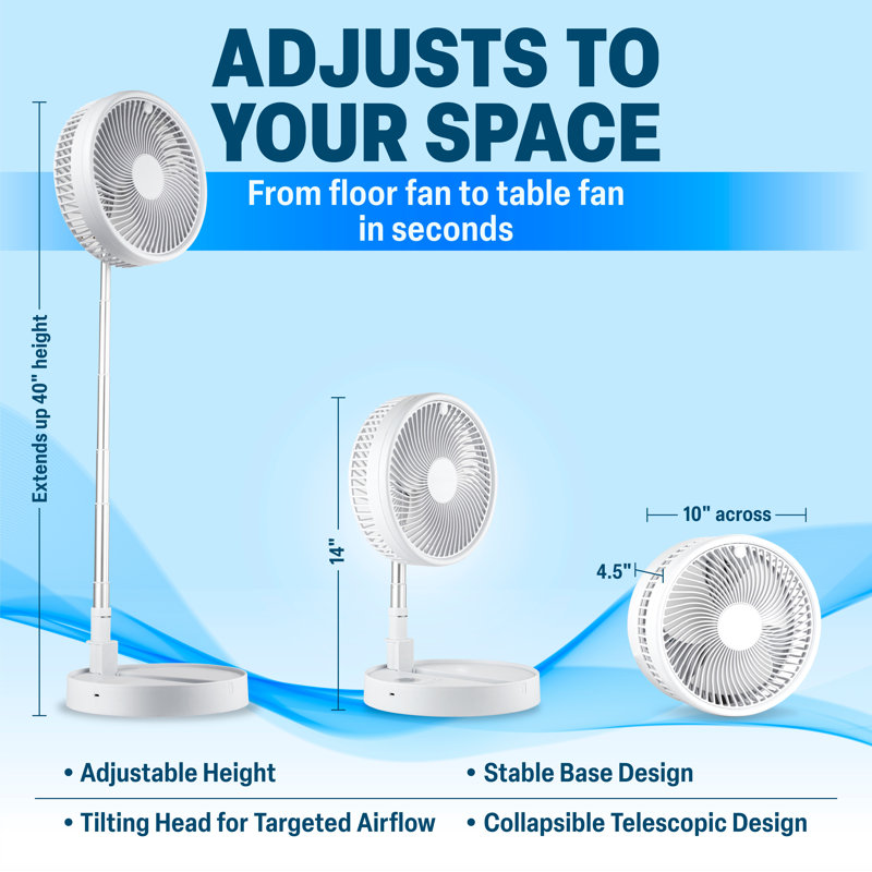 Ventilateur pliable et rechargeable, ventilateur compact ultra léger et portatif