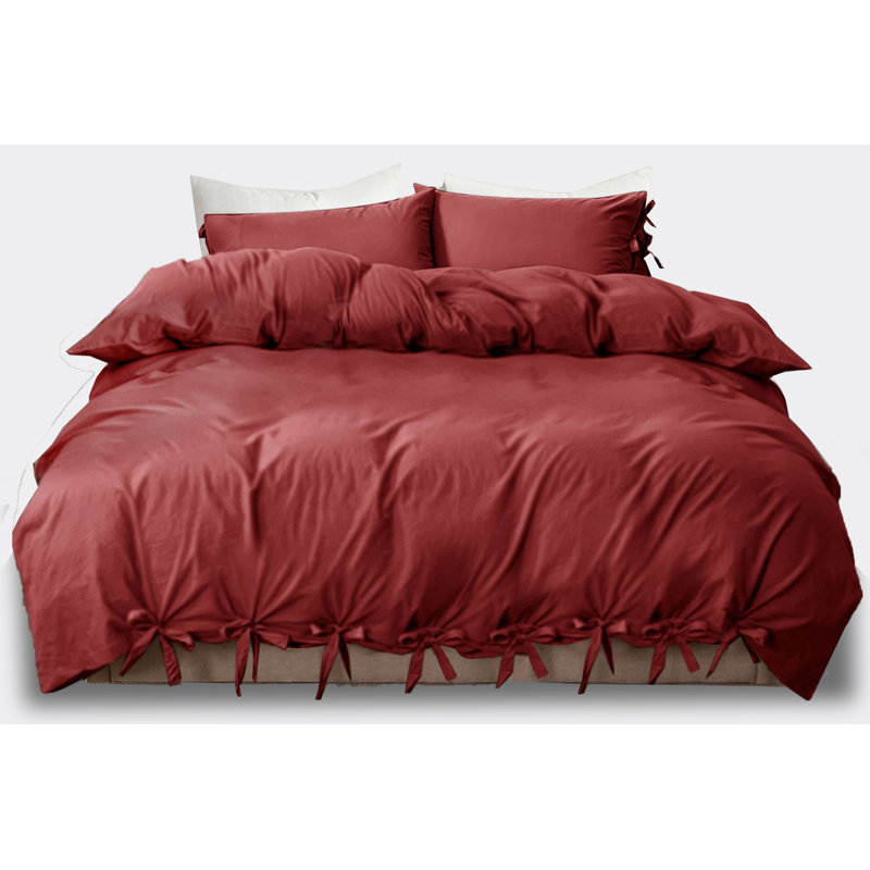 Priyanka Microfiber Solid Colour Duvet Cover Set with Pillowcases Included, Kingsize, Burgundy
