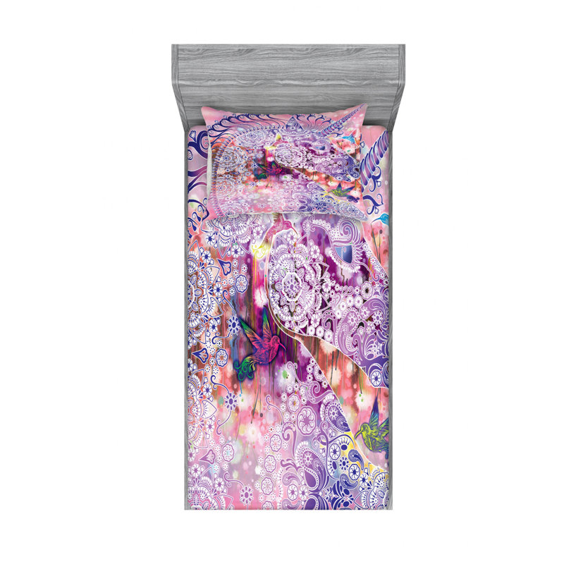 Microfiber Paisley Sheet Set, Twin XL Sheet Set with Fitted Sheet