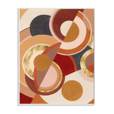 Motif asymétrique abstrait de cercles brun rouge - reproduction d'art