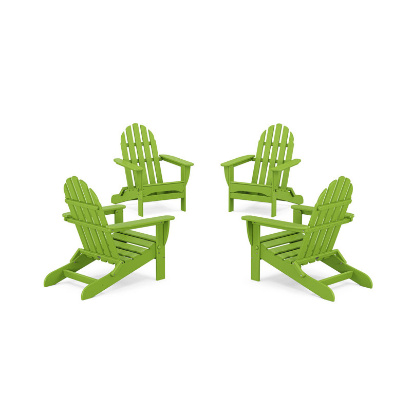 4-Piece Classic Folding Adirondack Conversation Set, Lime
