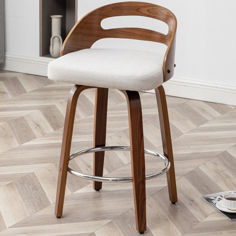 Tabouret de comptoir pivotant Mahtab, Beige, Tabouret de comptoir (siège d'une hauteur de 25,1