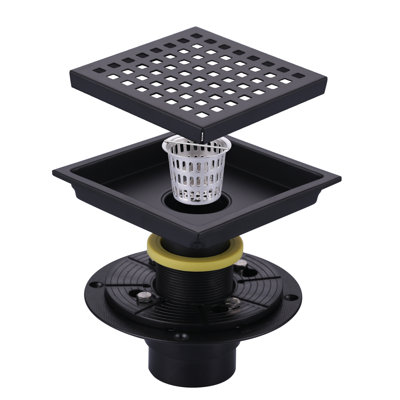 5.9 in. x 5.9 in. Stainless Steel Square Shower Drain with Strainer
