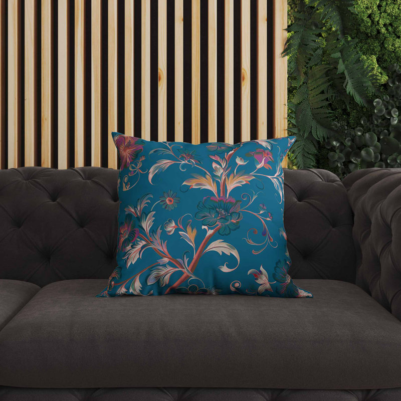 Coussin intérieur / extérieur Nature's Palette, Carré 20 po, Bleu / Blanc / Orange