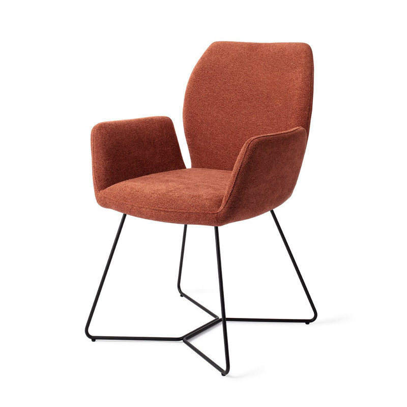 Azuolas 47.5cm H Polyester Upholstered Metal Armchair, Terracotta, Black