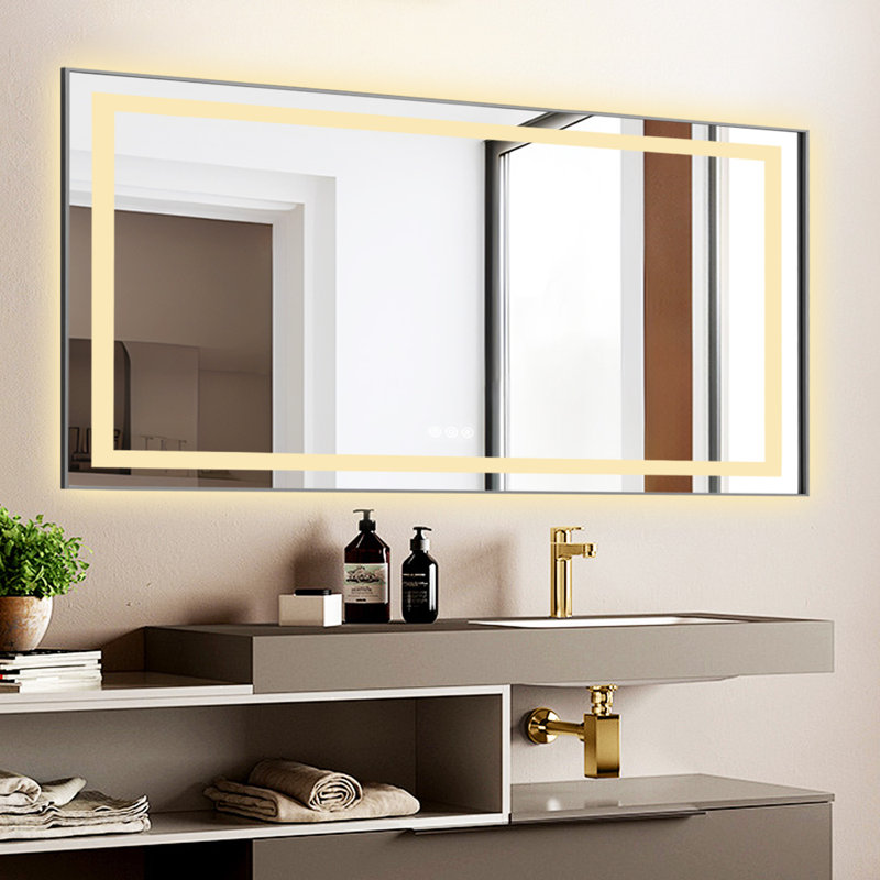 Led Mirror Bathroom Vanity Mirror With Back Light,wall Mount Multifunctional Vanity Mirror,aluminium Frame, 24" x 48"