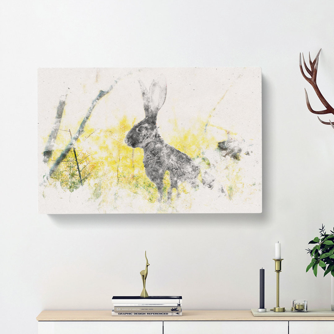 Alert Hare In The Meadow - Wrapped Canvas