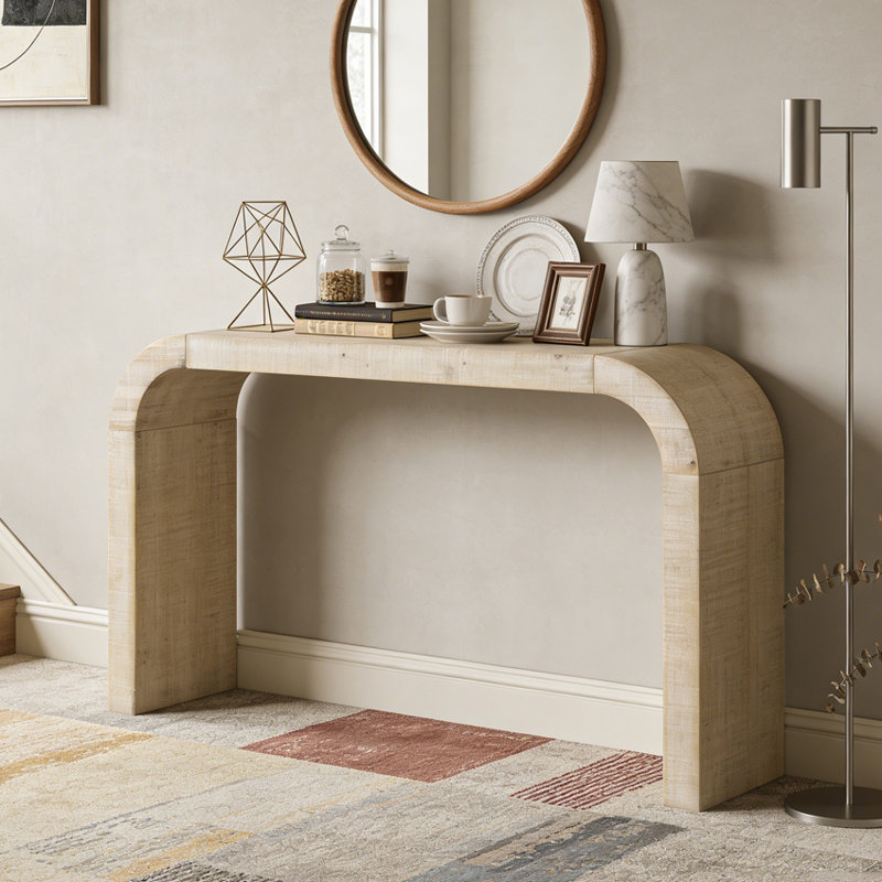 Console en bois 52 po avec rebord courbé, Naturel