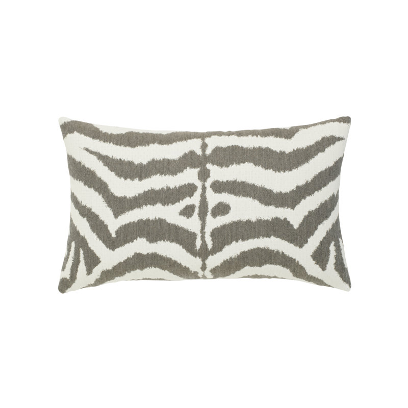 Zebra Lumbar Indoor/Outdoor Pillow Cover & Insert, Gray/White