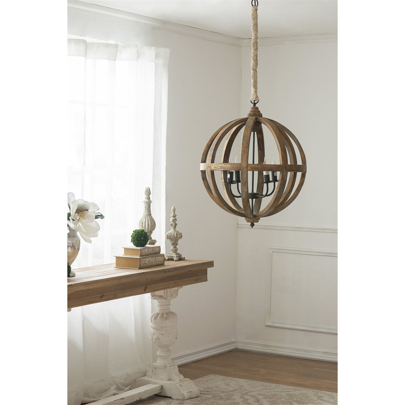 4 - Light Wood Chandelier